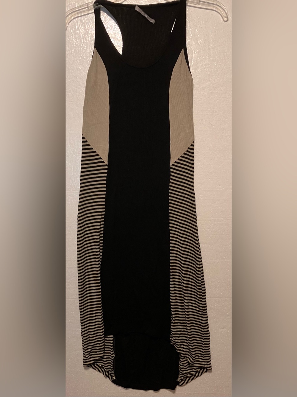 Tart Black and Beige XS Striped Panel Tank Dress